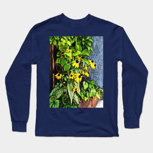 Black Eyed Susans By Stone Wall Long Sleeve T-Shirt